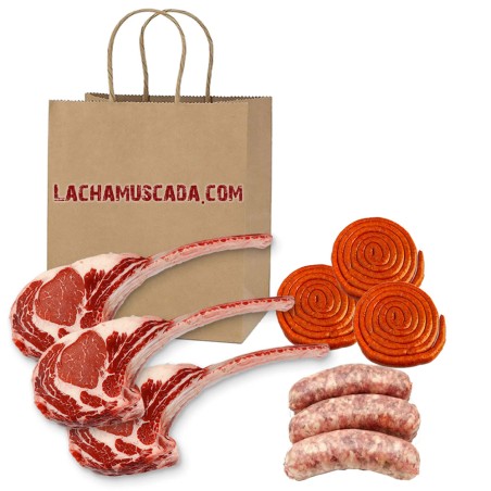 🔥 Paquete Parrillero Premium: 2 Kg de Tomahawk, 1 Kg de Chorizo Argentino y 1 Kg de Chistorra – ¡La Combinación Imbatible para t