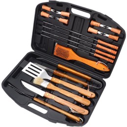 Kit Parrillero 19 Pcs, Utensilios para Asador Portátil, Carne Asada